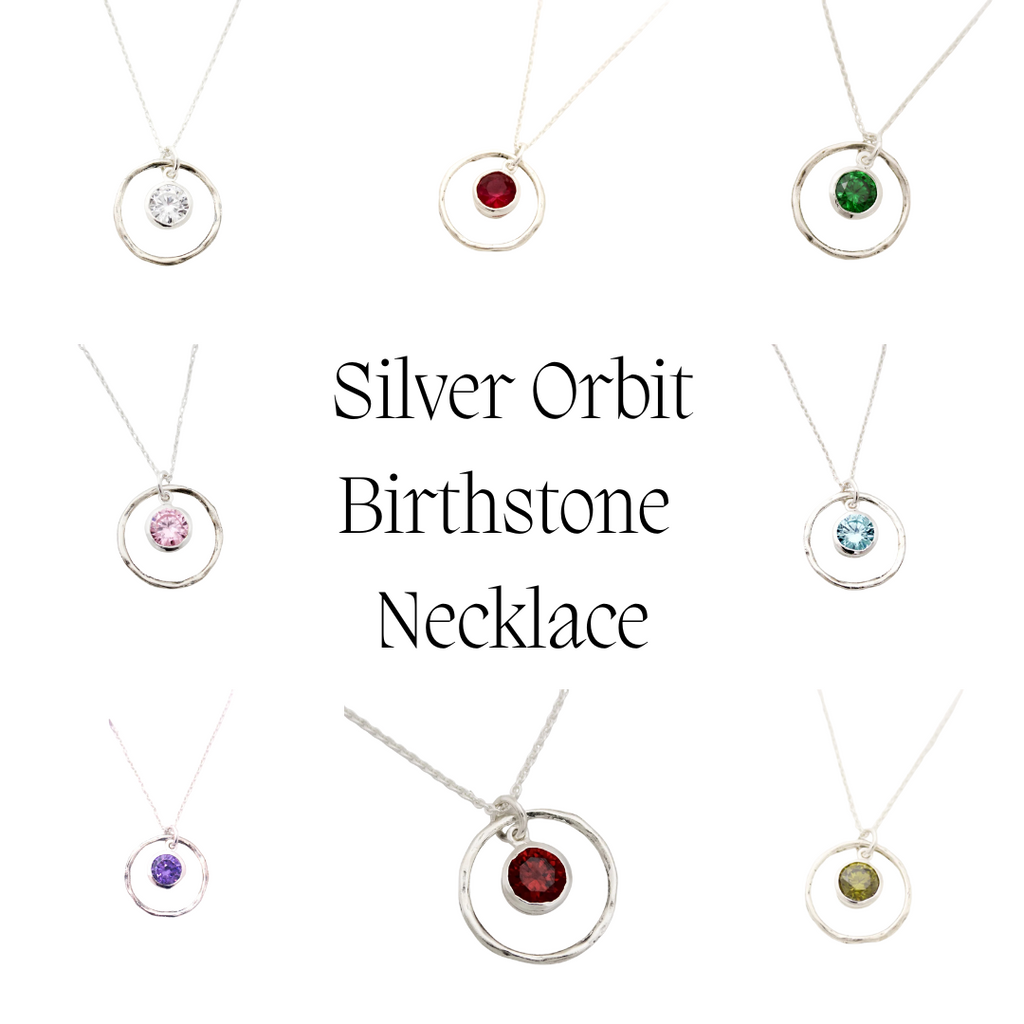 Collier Pierre de Naissance Orbit – Pendentif Cercle en Argent Sterling