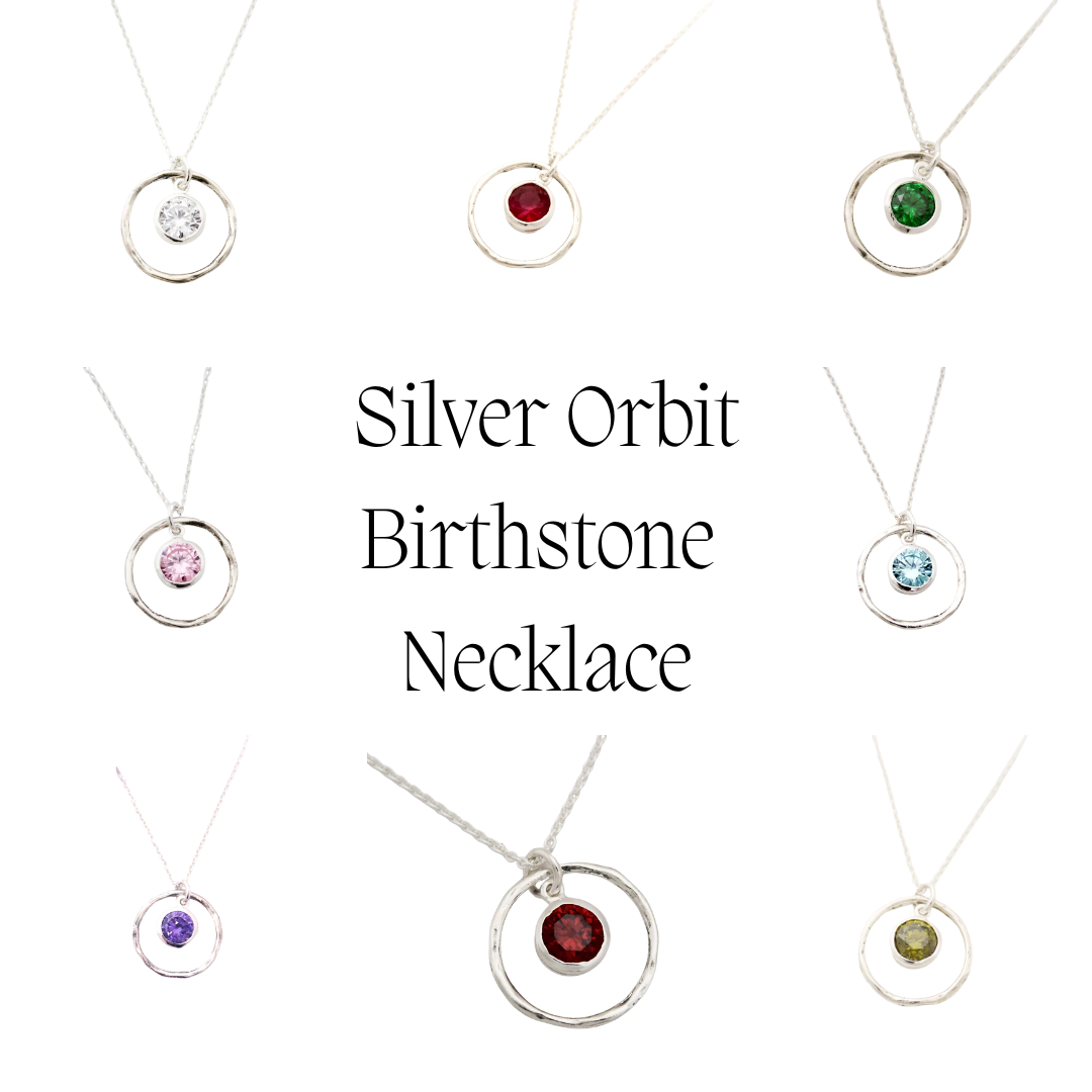 Collier Pierre de Naissance Orbit – Pendentif Cercle en Argent Sterling