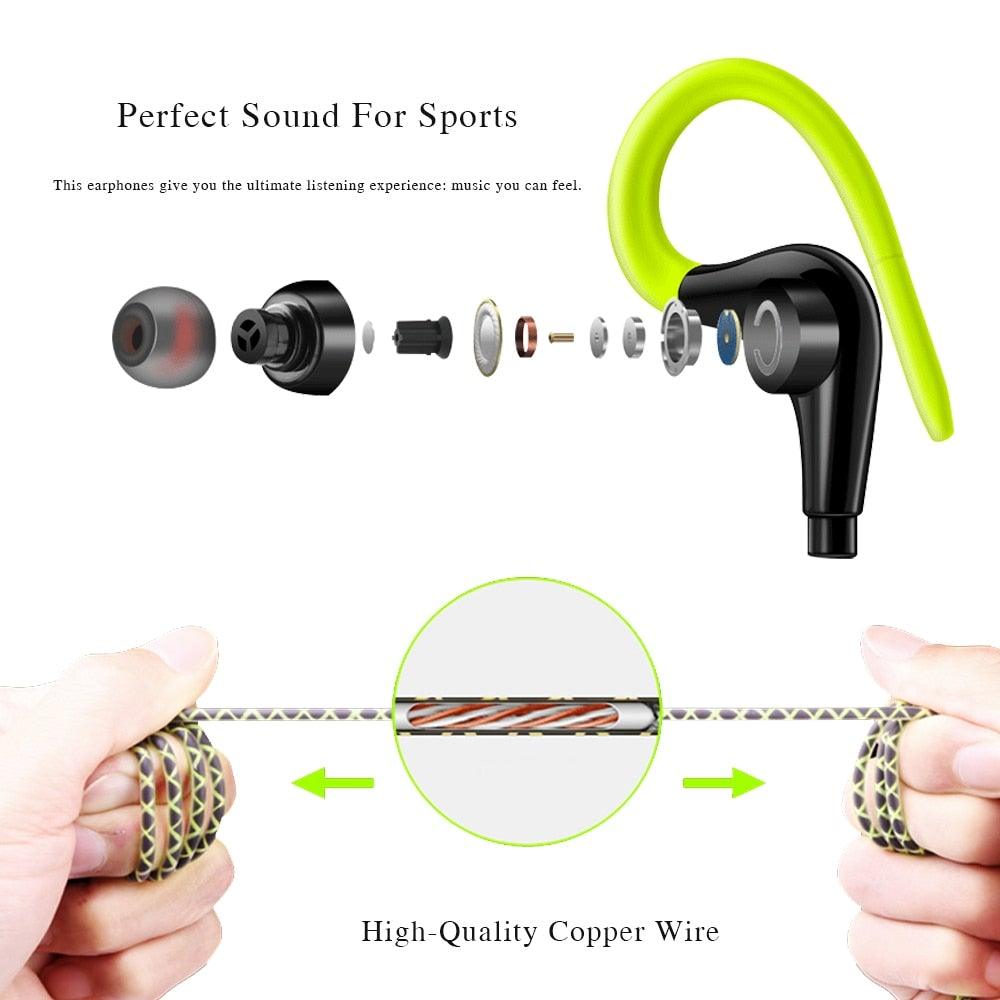 Écouteurs Bluetooth de sport d'origine avec étui de chargement pour le sport, la course, l'entraînement, casque Super Bass, étanche à la transpiration avec micro et crochet d'oreille