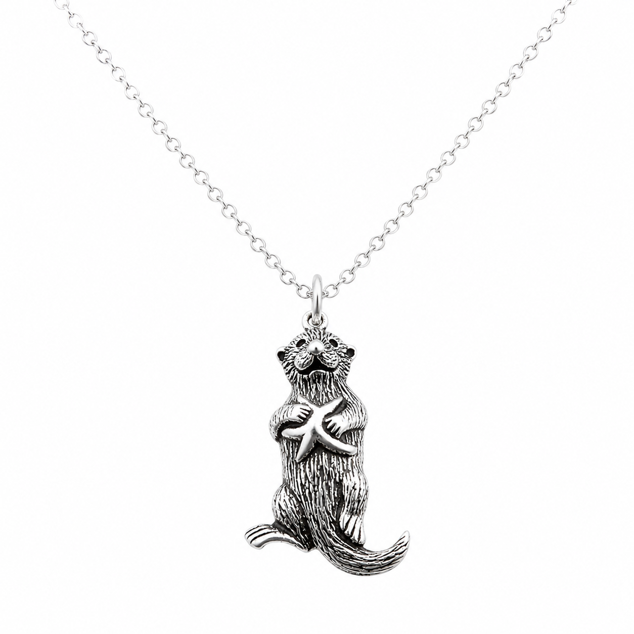 Collier loutre de mer en argent sterling | Chaîne de 45 cm