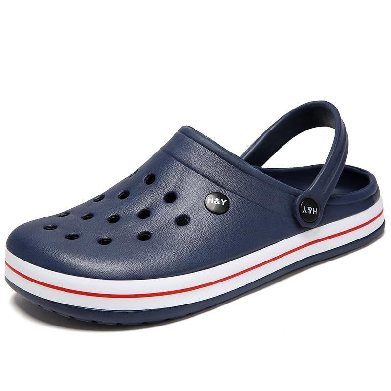 Sandales d'extérieur pour hommes, sabots, chaussures d'été ajourées en caoutchouc, chaussures de jardin pour hommes, sandales de plage plates noires, chaussons de travail, sandales d'été respirantes, légères et à séchage rapide