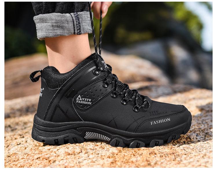 Bottes d'extérieur antidérapantes pour hommes, chaussures de marche, d'escalade, de randonnée, bottes de sport de montagne, bottes de chasse pour hommes, bottes de neige d'hiver à la cheville, chaudes, résistantes à l'eau, antidérapantes et souples