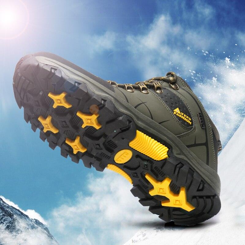Bottes d'extérieur antidérapantes pour hommes, chaussures de marche, d'escalade, de randonnée, bottes de sport de montagne, bottes de chasse pour hommes, bottes de neige d'hiver à la cheville, chaudes, résistantes à l'eau, antidérapantes et souples