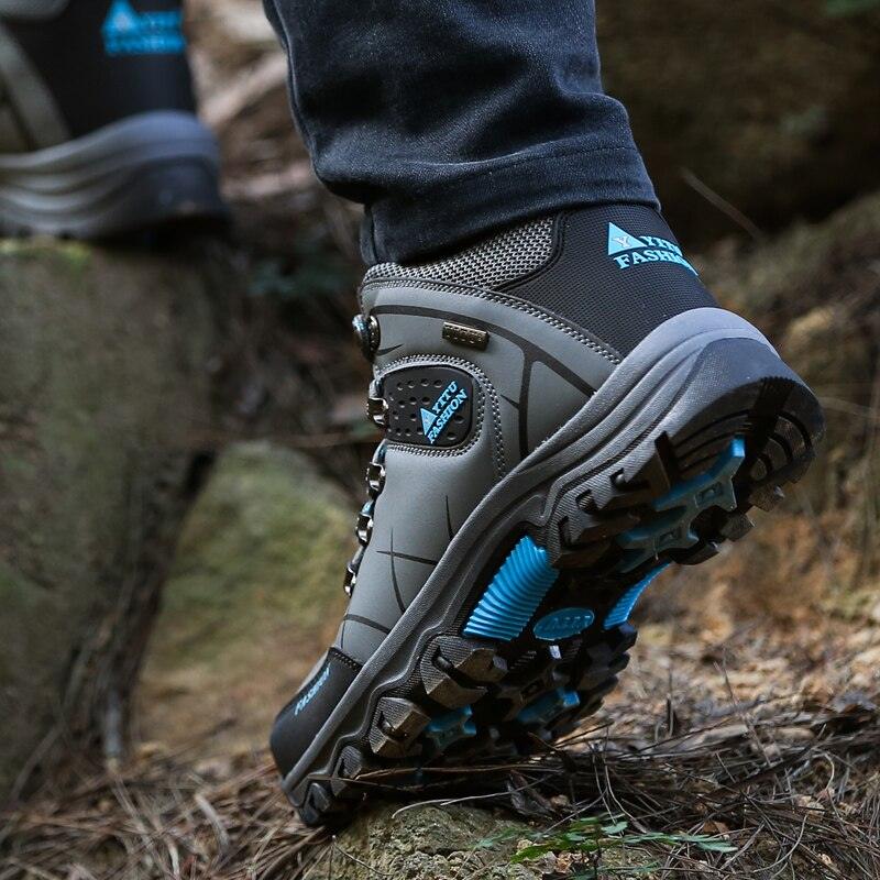Bottes d'extérieur antidérapantes pour hommes, chaussures de marche, d'escalade, de randonnée, bottes de sport de montagne, bottes de chasse pour hommes, bottes de neige d'hiver à la cheville, chaudes, résistantes à l'eau, antidérapantes et souples