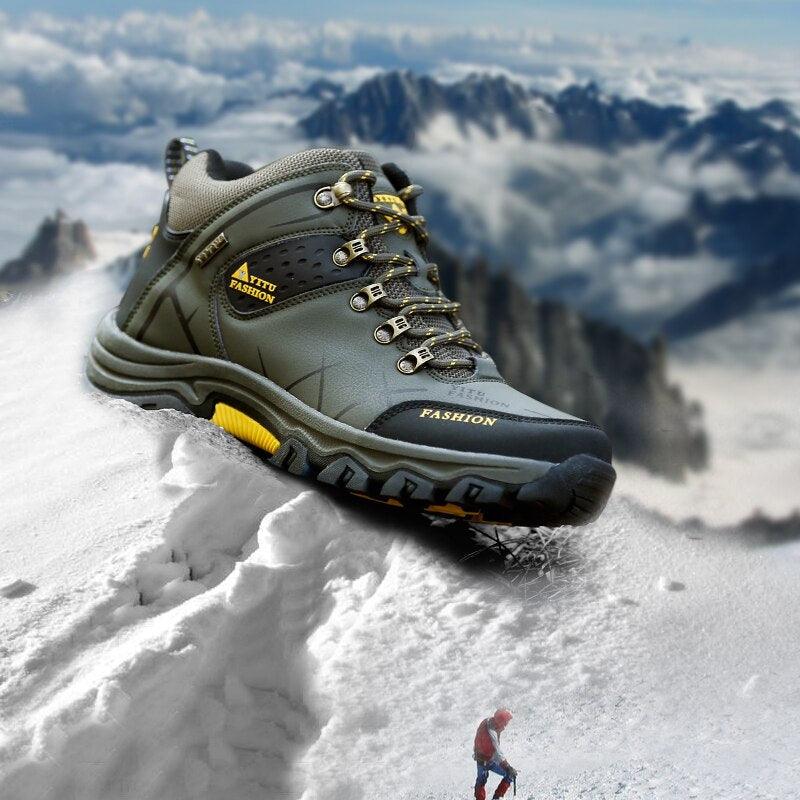 Bottes d'extérieur antidérapantes pour hommes, chaussures de marche, d'escalade, de randonnée, bottes de sport de montagne, bottes de chasse pour hommes, bottes de neige d'hiver à la cheville, chaudes, résistantes à l'eau, antidérapantes et souples