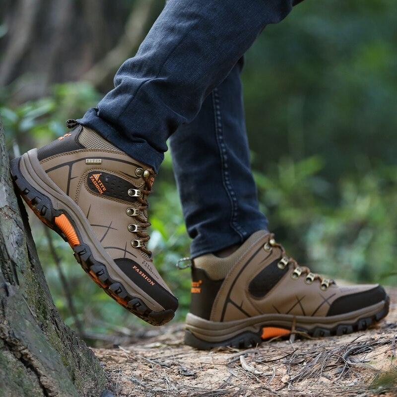 Bottes d'extérieur antidérapantes pour hommes, chaussures de marche, d'escalade, de randonnée, bottes de sport de montagne, bottes de chasse pour hommes, bottes de neige d'hiver à la cheville, chaudes, résistantes à l'eau, antidérapantes et souples