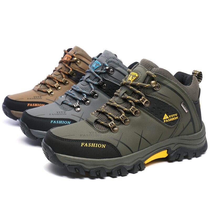 Bottes d'extérieur antidérapantes pour hommes, chaussures de marche, d'escalade, de randonnée, bottes de sport de montagne, bottes de chasse pour hommes, bottes de neige d'hiver à la cheville, chaudes, résistantes à l'eau, antidérapantes et souples