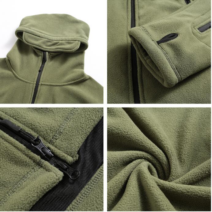 Veste polaire tactique d'extérieur légère uniforme douce décontractée à capuche Manteau polaire thermique Veste à capuche Vêtements de sport de plein air Randonnée Camping Vestes d'entraînement Homme Vêtements d'automne chauds et thermiques