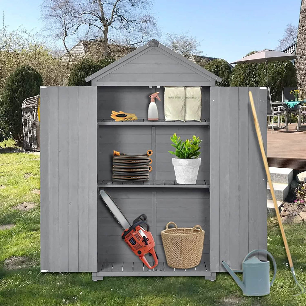 Abri de jardin en bois à toit incliné, avec organisateur d'outils et toit en asphalte étanche