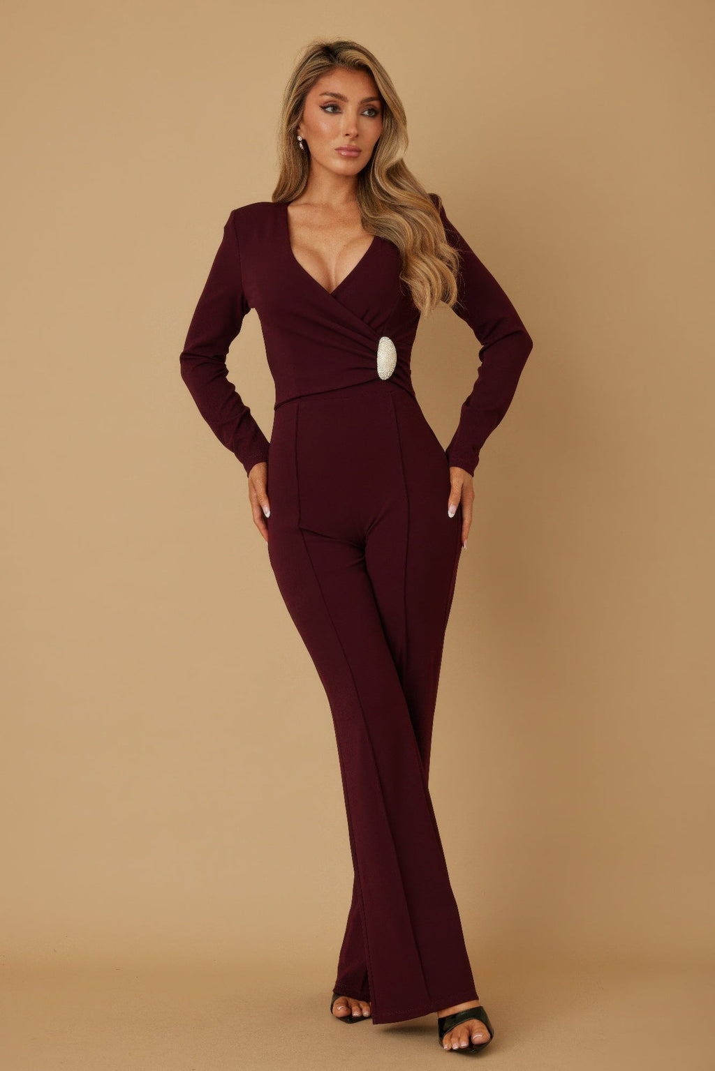 Combinaison-pantalon drapée en cristal ovale