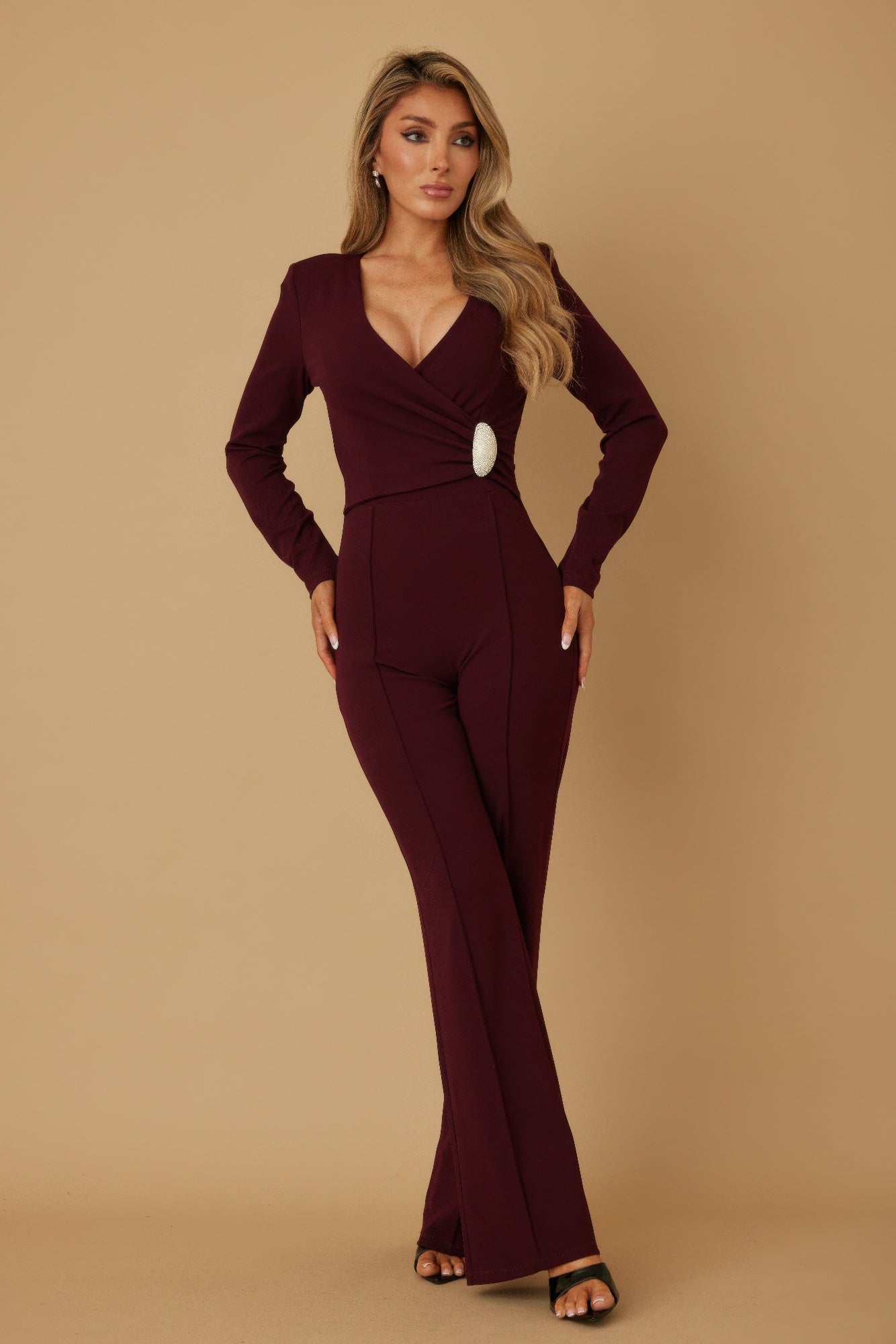 Combinaison-pantalon drapée en cristal ovale