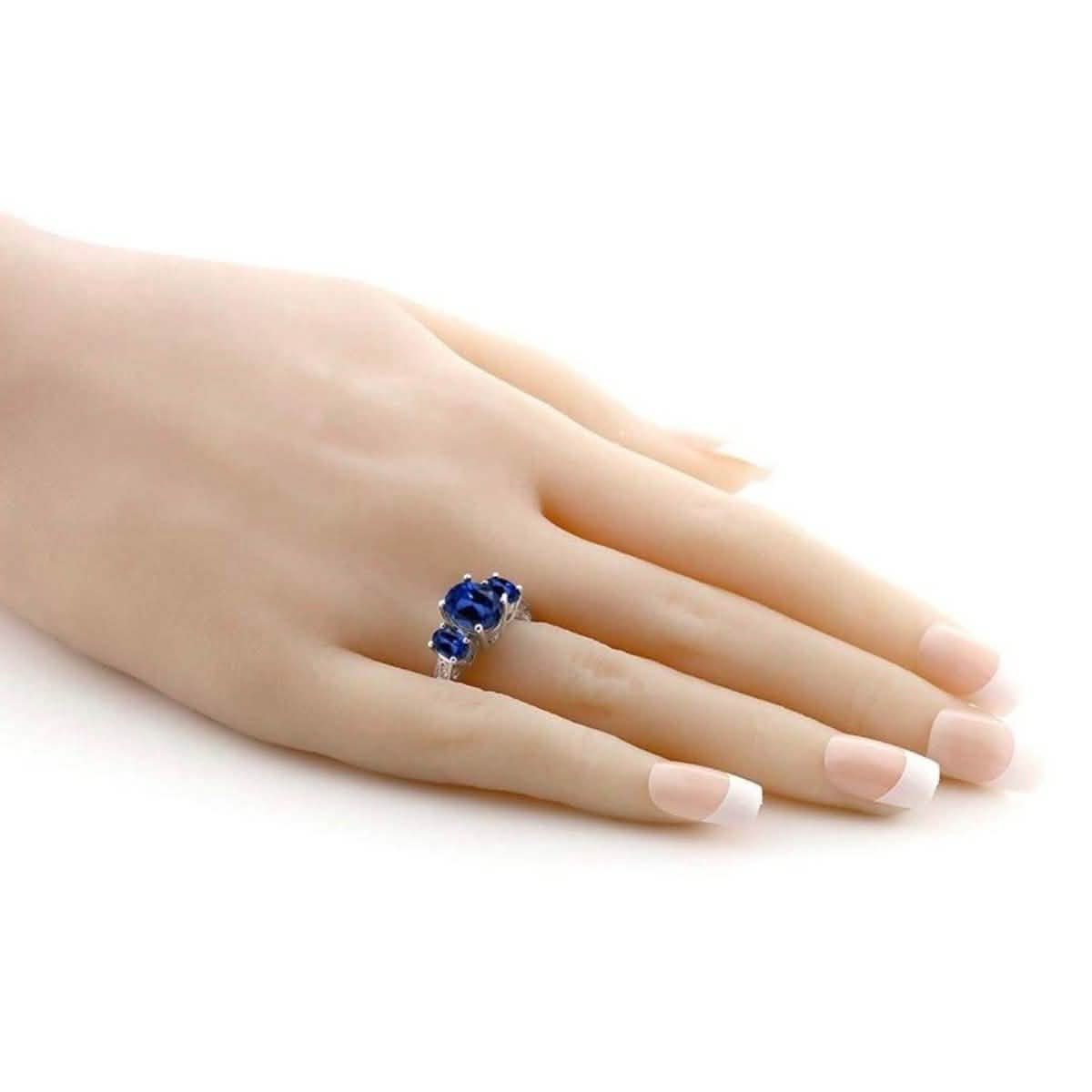 Bague Ovale Trilogie Topaze Bleue - Tailles Assorties