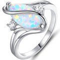 Bague S en opale de feu blanche taille ovale et oxyde de zirconium – Taille : 10