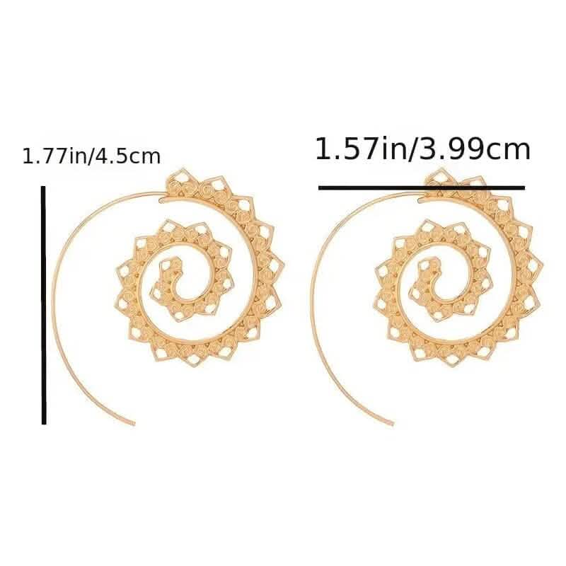 Boucles d'oreilles en forme de cœur à spirale ovale, tourbillon exagéré, engrenage