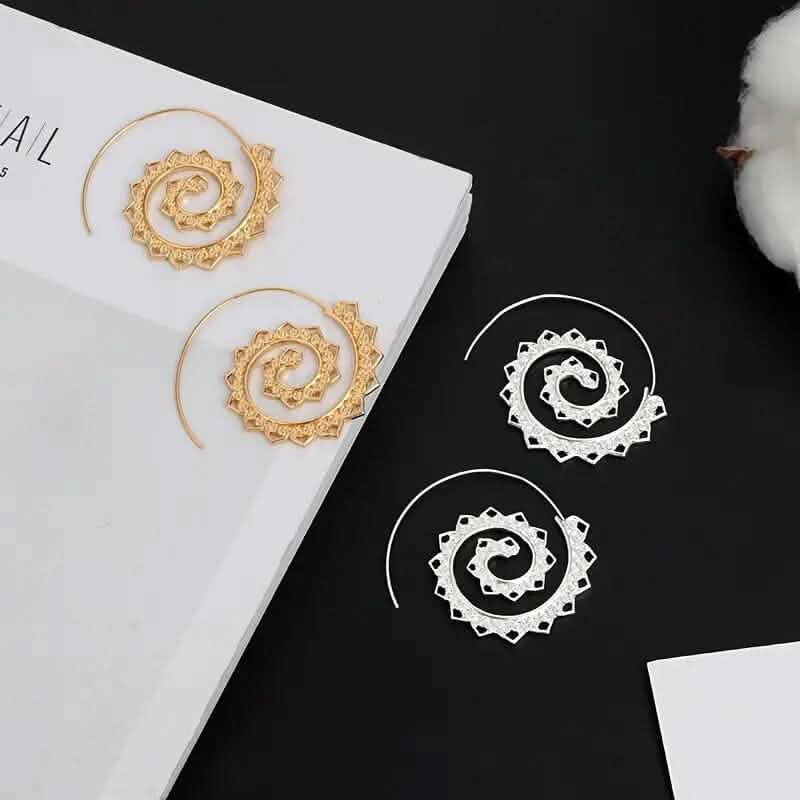 Boucles d'oreilles en forme de cœur à spirale ovale, tourbillon exagéré, engrenage