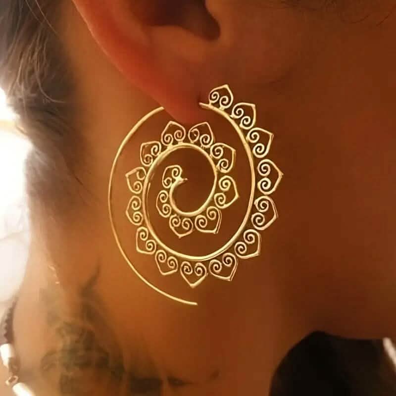 Boucles d'oreilles en forme de cœur à spirale ovale, tourbillon exagéré, engrenage