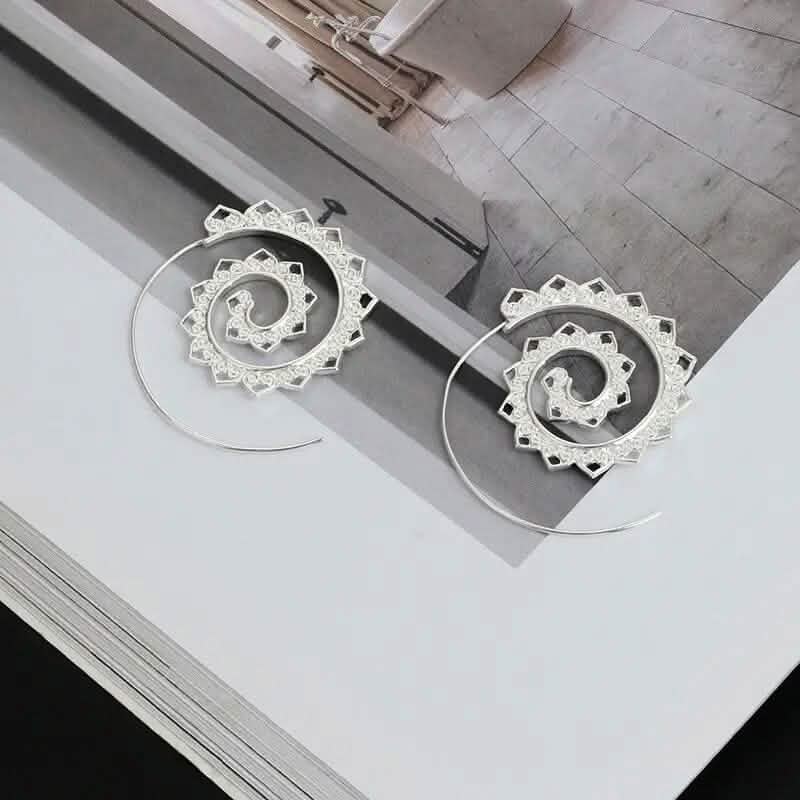 Boucles d'oreilles en forme de cœur à spirale ovale, tourbillon exagéré, engrenage
