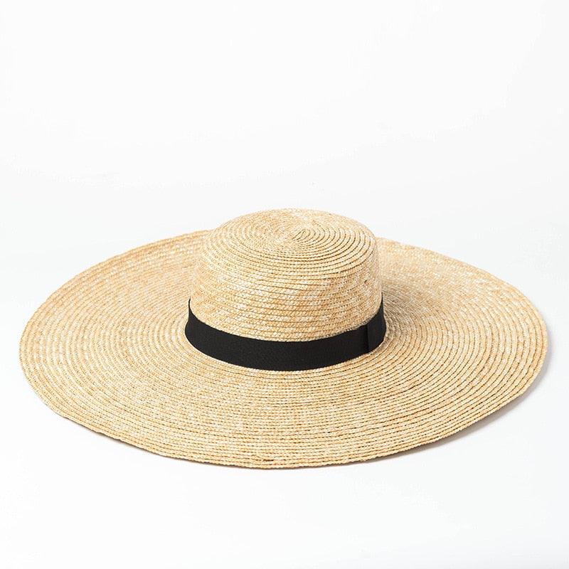 Grands chapeaux de paille surdimensionnés modernes pour femmes, chapeau de soleil à large bord d'été, chapeau de plage de luxe, protection UV, chapeau confortable pour les accessoires d'été de fête.