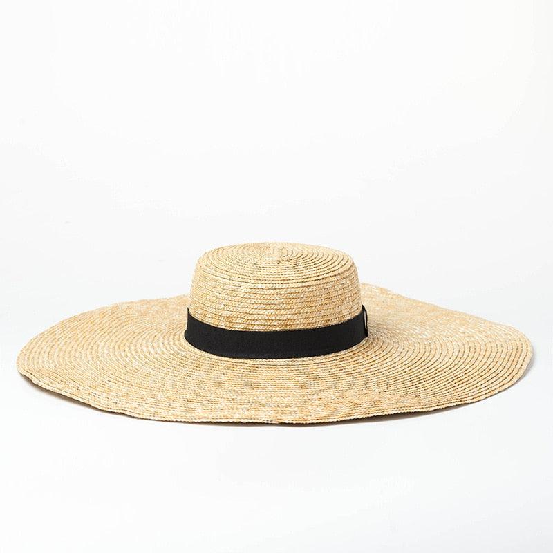 Grands chapeaux de paille surdimensionnés modernes pour femmes, chapeau de soleil à large bord d'été, chapeau de plage de luxe, protection UV, chapeau confortable pour les accessoires d'été de fête.