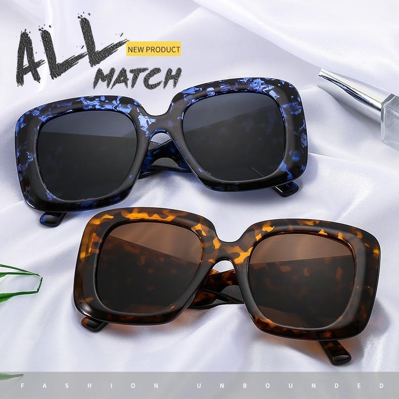 Lunettes de soleil oversize léopard, uniques et attrayantes, de marque, pour femmes et hommes, monture de luxe marron, lunettes de soleil carrées de luxe, lunettes de soleil carrées dégradées de luxe