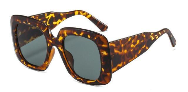 Lunettes de soleil oversize léopard, uniques et attrayantes, de marque, pour femmes et hommes, monture de luxe marron, lunettes de soleil carrées de luxe, lunettes de soleil carrées dégradées de luxe