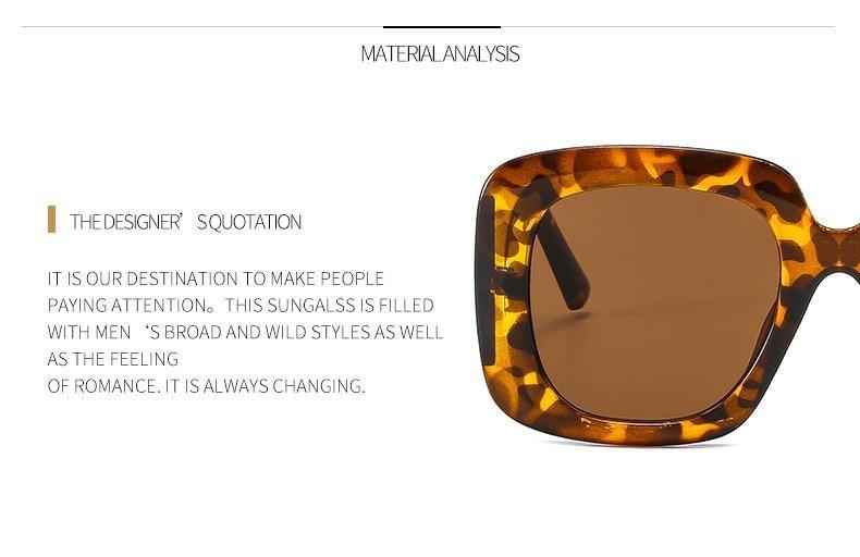 Lunettes de soleil oversize léopard, uniques et attrayantes, de marque, pour femmes et hommes, monture de luxe marron, lunettes de soleil carrées de luxe, lunettes de soleil carrées dégradées de luxe
