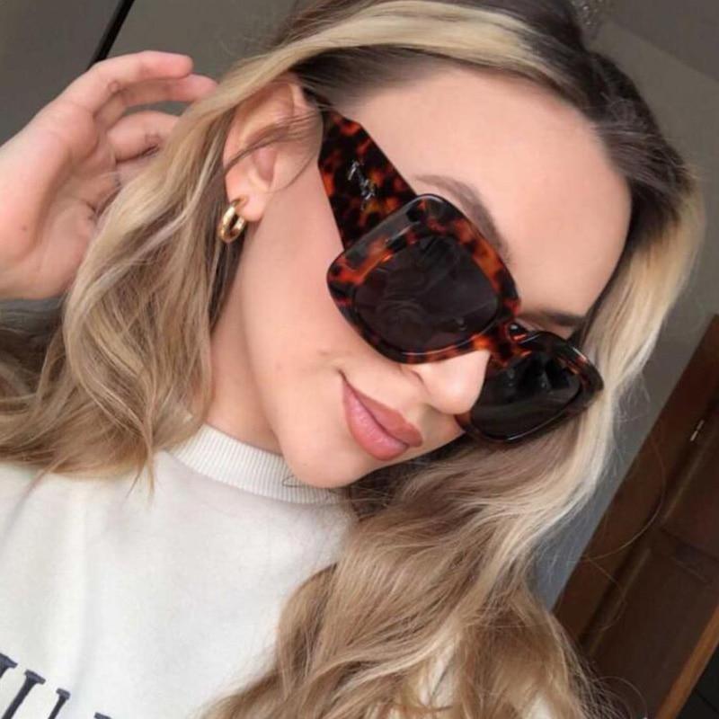 Lunettes de soleil oversize léopard, uniques et attrayantes, de marque, pour femmes et hommes, monture de luxe marron, lunettes de soleil carrées de luxe, lunettes de soleil carrées dégradées de luxe