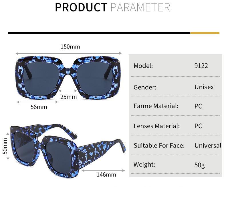 Lunettes de soleil oversize léopard, uniques et attrayantes, de marque, pour femmes et hommes, monture de luxe marron, lunettes de soleil carrées de luxe, lunettes de soleil carrées dégradées de luxe