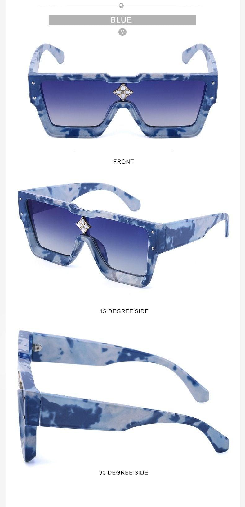 Lunettes de soleil carrées surdimensionnées sans monture UV400 pour femme, nouvelles lunettes de soleil tendance à grande monture pour femme, dernières lunettes de soleil grandes et attrayantes à verres plats pour unisexe