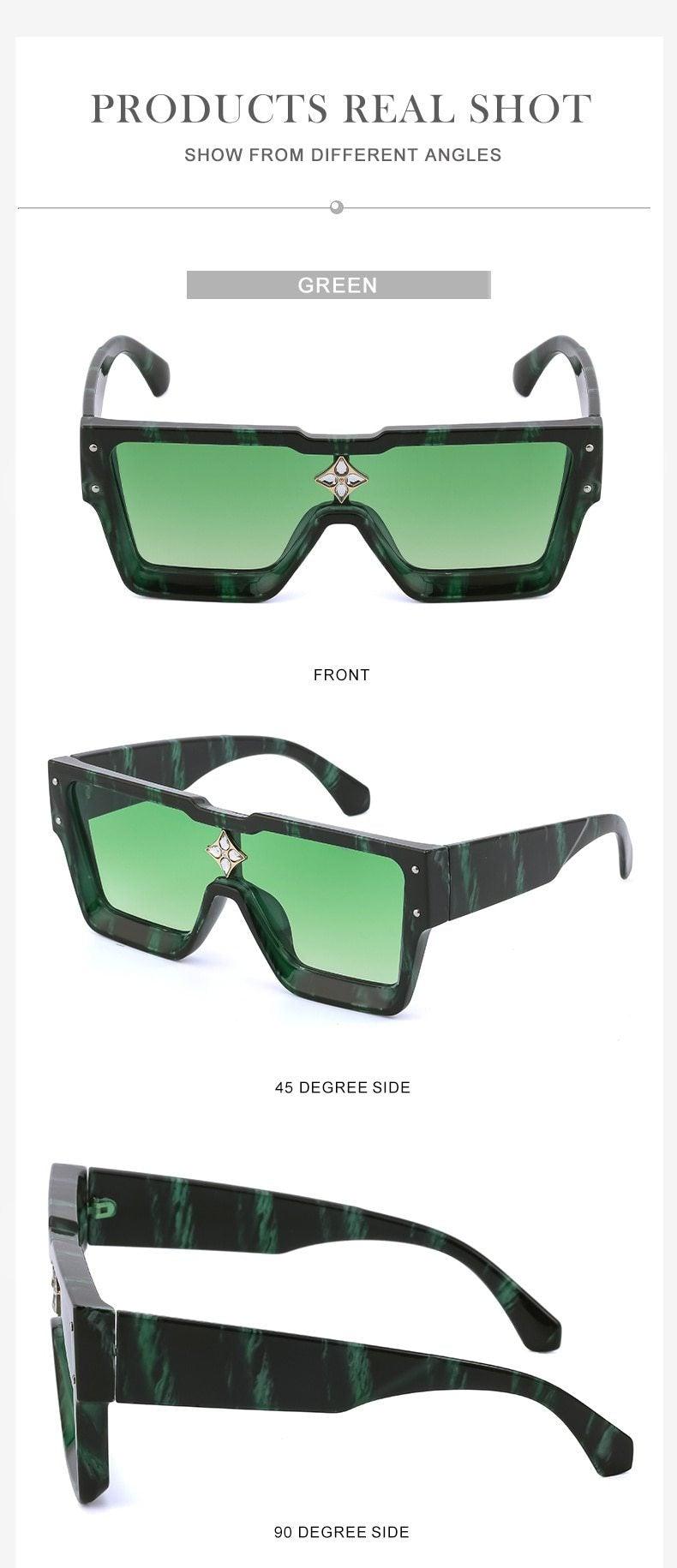 Lunettes de soleil carrées surdimensionnées sans monture UV400 pour femme, nouvelles lunettes de soleil tendance à grande monture pour femme, dernières lunettes de soleil grandes et attrayantes à verres plats pour unisexe