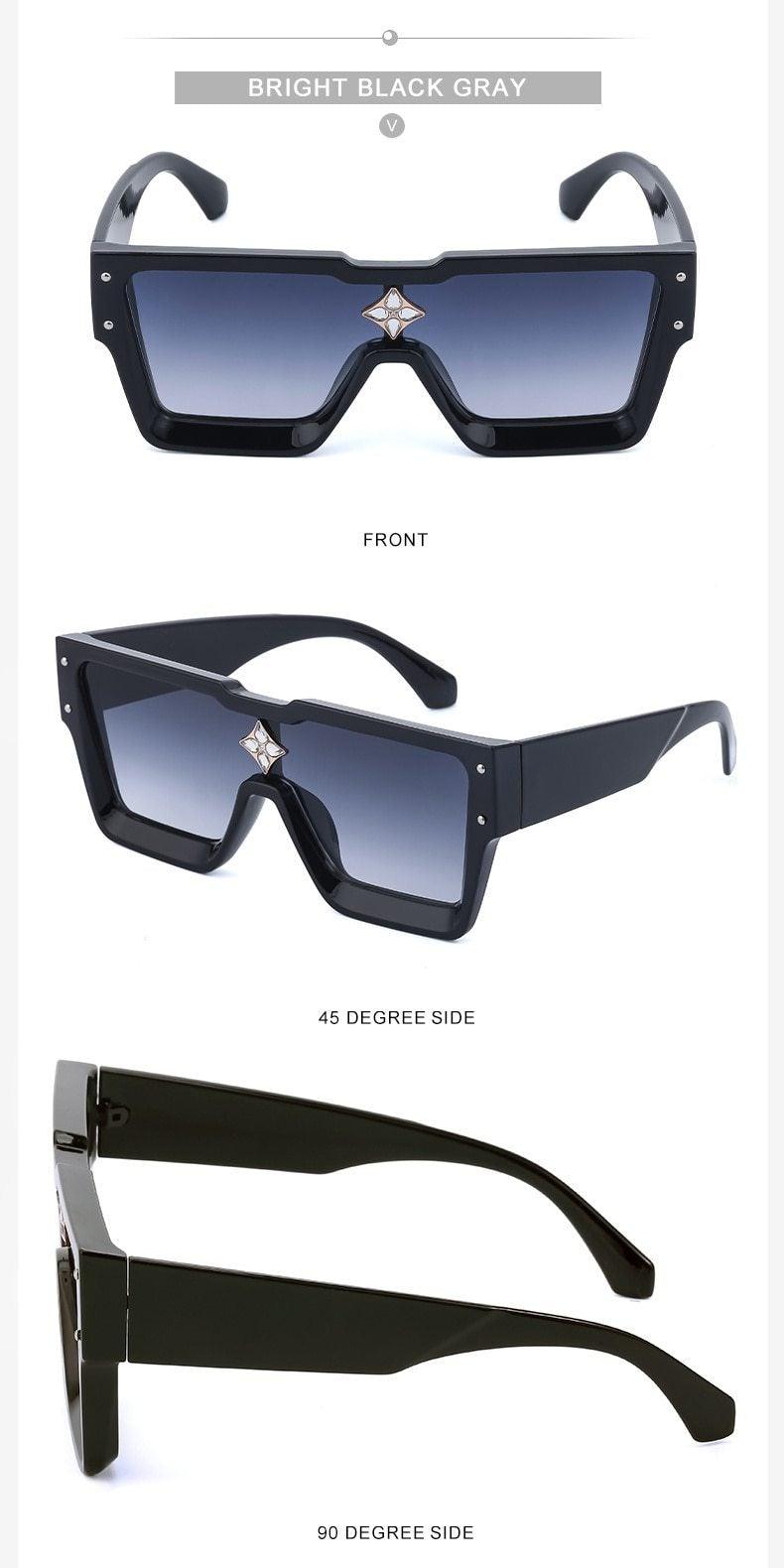 Lunettes de soleil carrées surdimensionnées sans monture UV400 pour femme, nouvelles lunettes de soleil tendance à grande monture pour femme, dernières lunettes de soleil grandes et attrayantes à verres plats pour unisexe