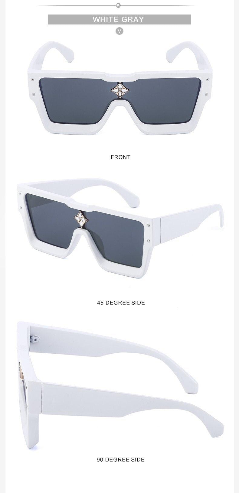 Lunettes de soleil carrées surdimensionnées sans monture UV400 pour femme, nouvelles lunettes de soleil tendance à grande monture pour femme, dernières lunettes de soleil grandes et attrayantes à verres plats pour unisexe