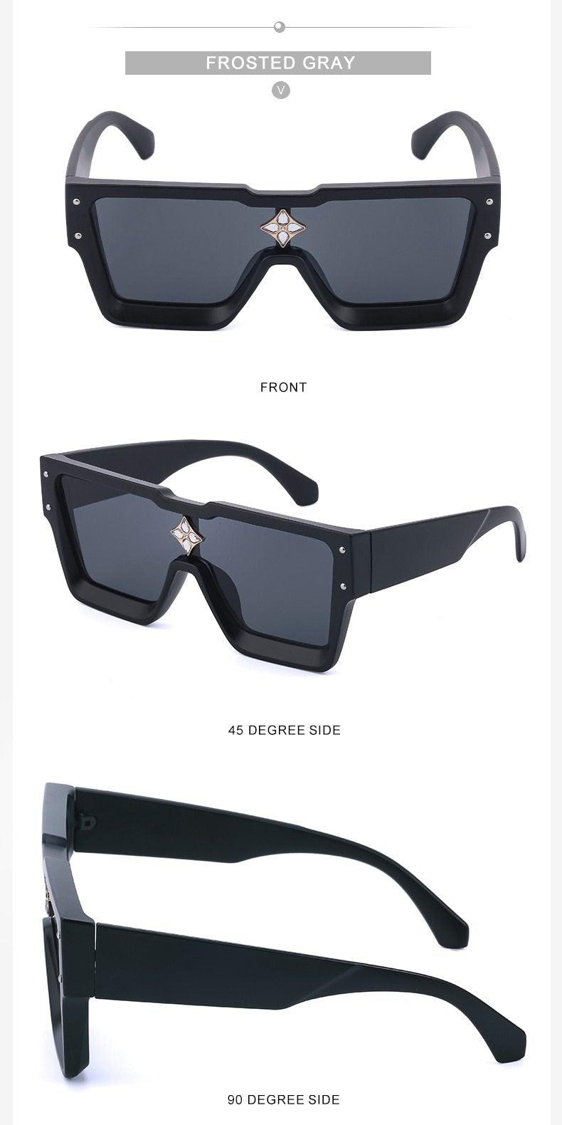 Lunettes de soleil carrées surdimensionnées sans monture UV400 pour femme, nouvelles lunettes de soleil tendance à grande monture pour femme, dernières lunettes de soleil grandes et attrayantes à verres plats pour unisexe