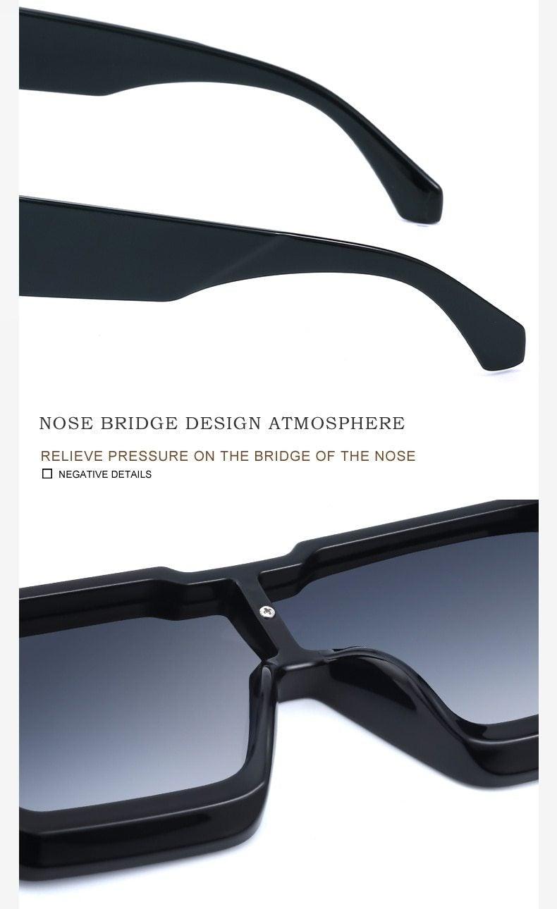 Lunettes de soleil carrées surdimensionnées sans monture UV400 pour femme, nouvelles lunettes de soleil tendance à grande monture pour femme, dernières lunettes de soleil grandes et attrayantes à verres plats pour unisexe