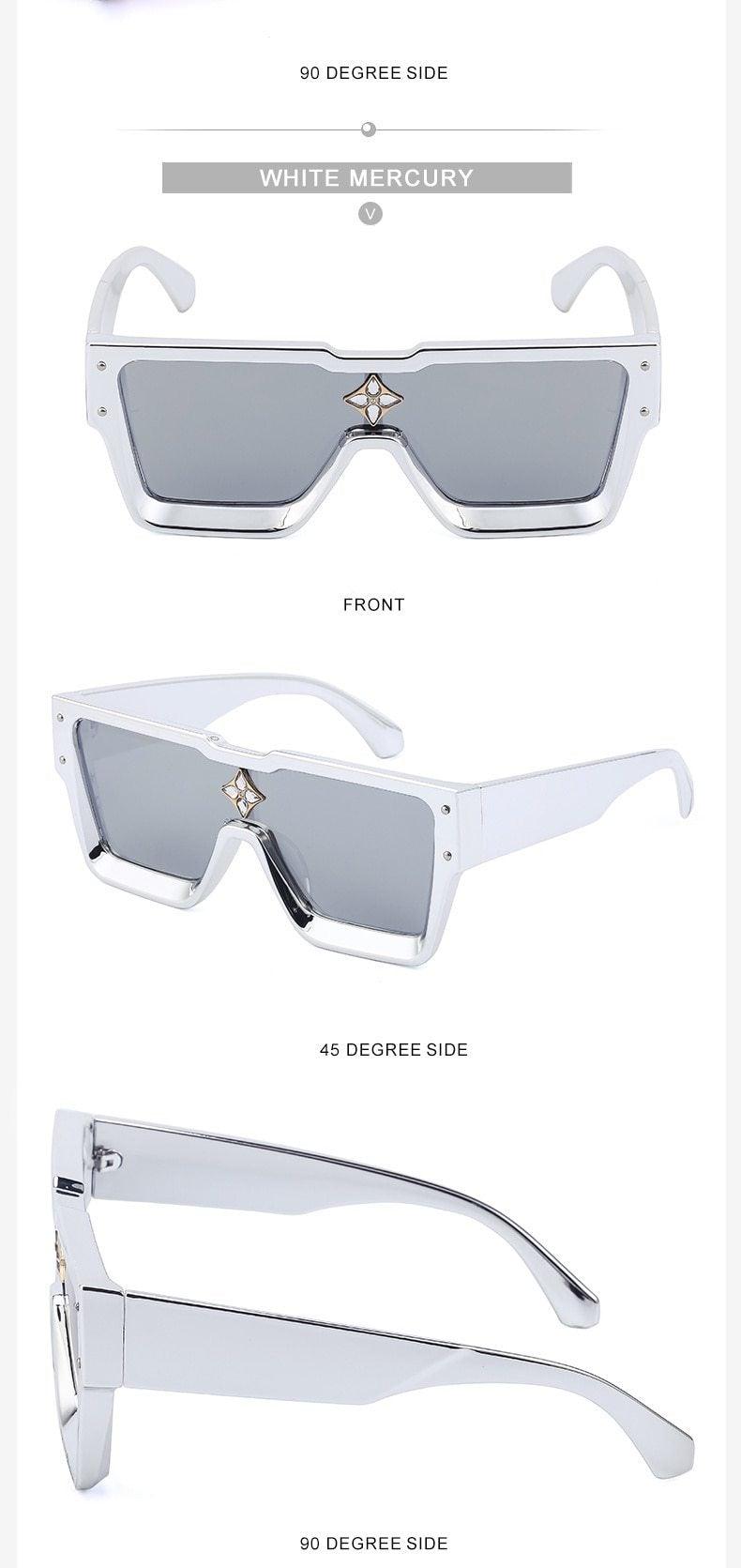 Lunettes de soleil carrées surdimensionnées sans monture UV400 pour femme, nouvelles lunettes de soleil tendance à grande monture pour femme, dernières lunettes de soleil grandes et attrayantes à verres plats pour unisexe