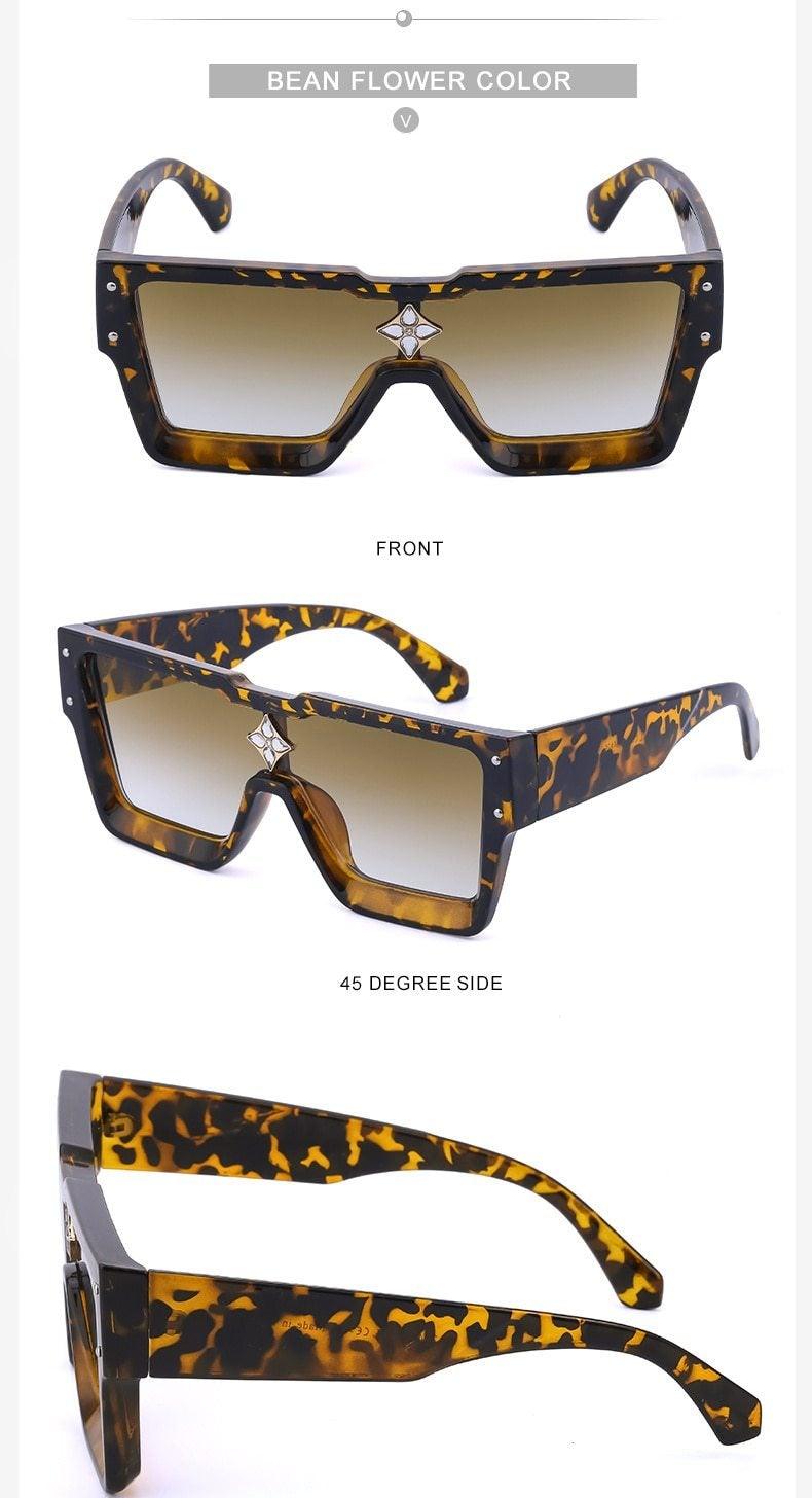Lunettes de soleil carrées surdimensionnées sans monture UV400 pour femme, nouvelles lunettes de soleil tendance à grande monture pour femme, dernières lunettes de soleil grandes et attrayantes à verres plats pour unisexe