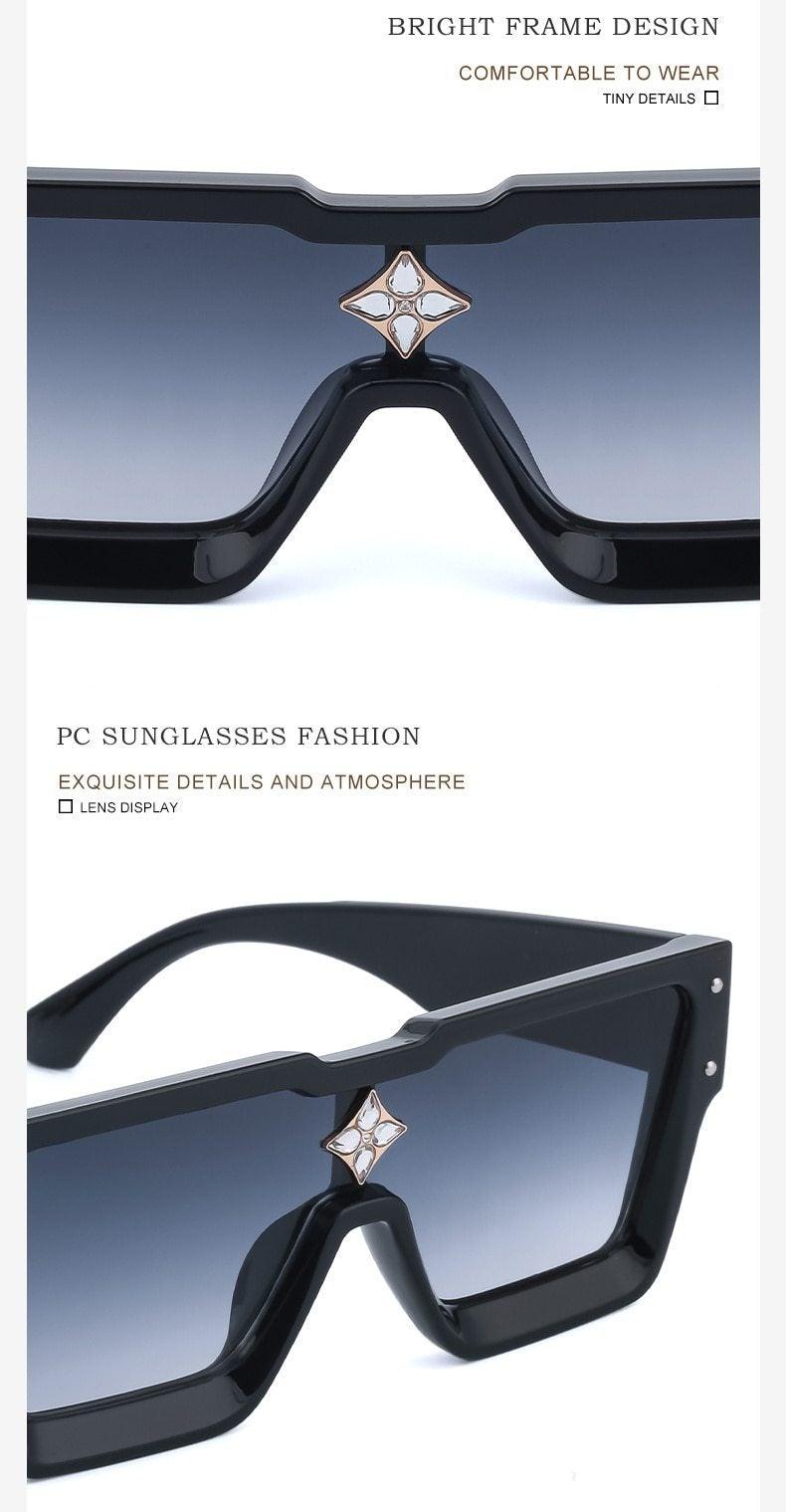 Lunettes de soleil carrées surdimensionnées sans monture UV400 pour femme, nouvelles lunettes de soleil tendance à grande monture pour femme, dernières lunettes de soleil grandes et attrayantes à verres plats pour unisexe
