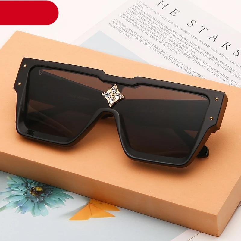 Lunettes de soleil carrées oversize pour femmes et hommes, nouveau design de luxe, lunettes de soleil pour femmes, nouvelle monture large tendance, verres miroir argentés