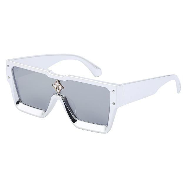 Lunettes de soleil carrées oversize pour femmes et hommes, nouveau design de luxe, lunettes de soleil pour femmes, nouvelle monture large tendance, verres miroir argentés