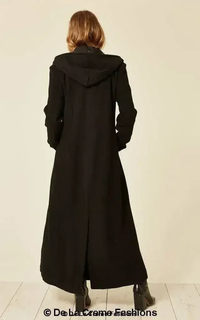 Manteau long à capuche oversize en mélange de laine (1716)
