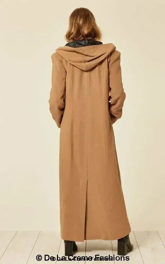 Manteau long à capuche oversize en mélange de laine (1716)