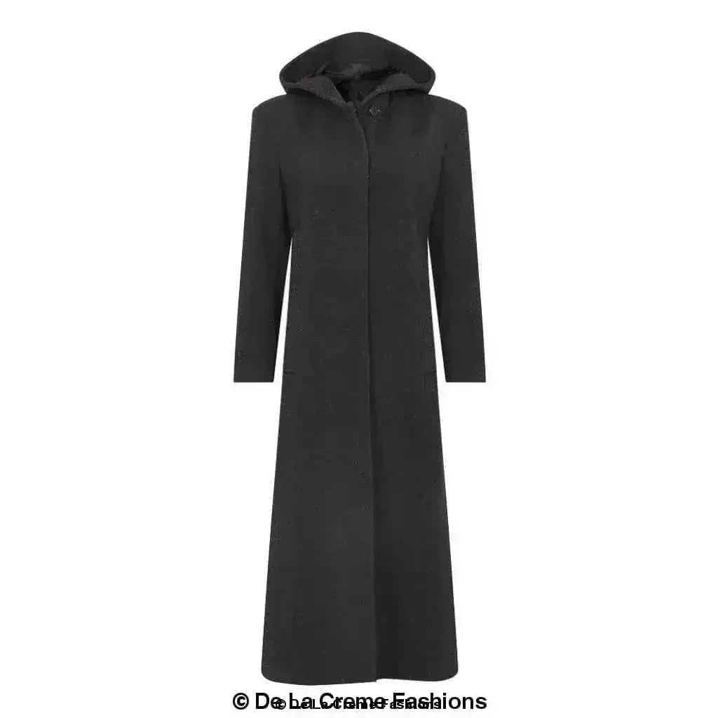 Manteau long à capuche oversize en mélange de laine (1716)