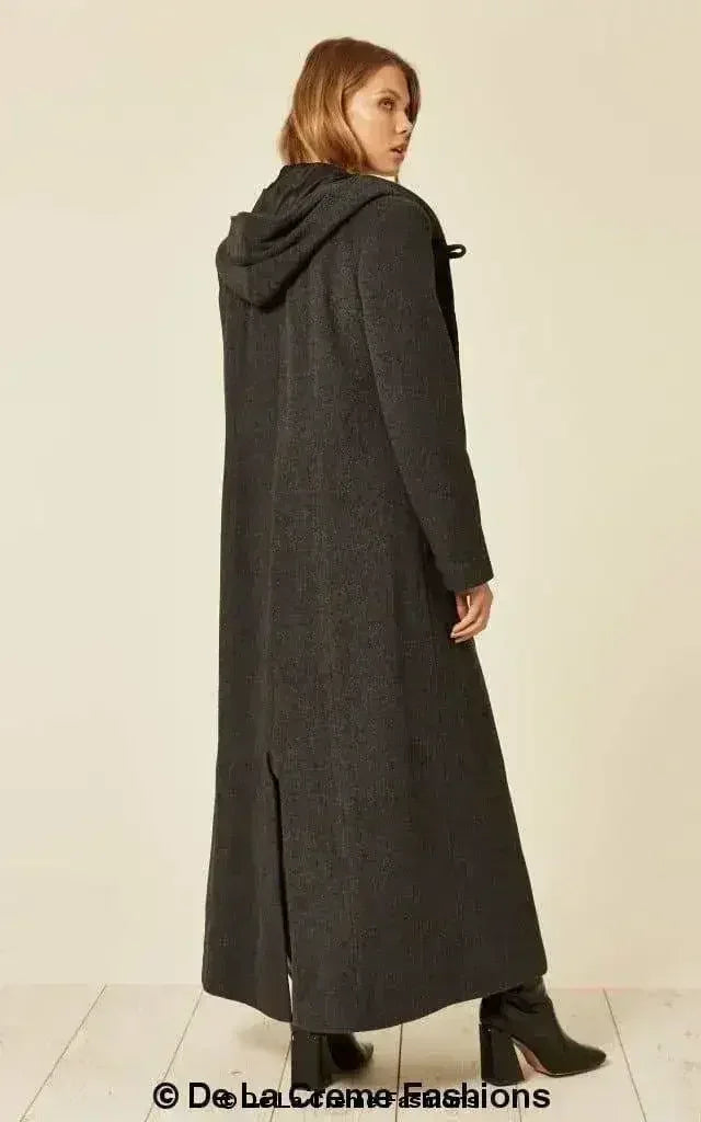 Manteau long à capuche oversize en mélange de laine (1716)
