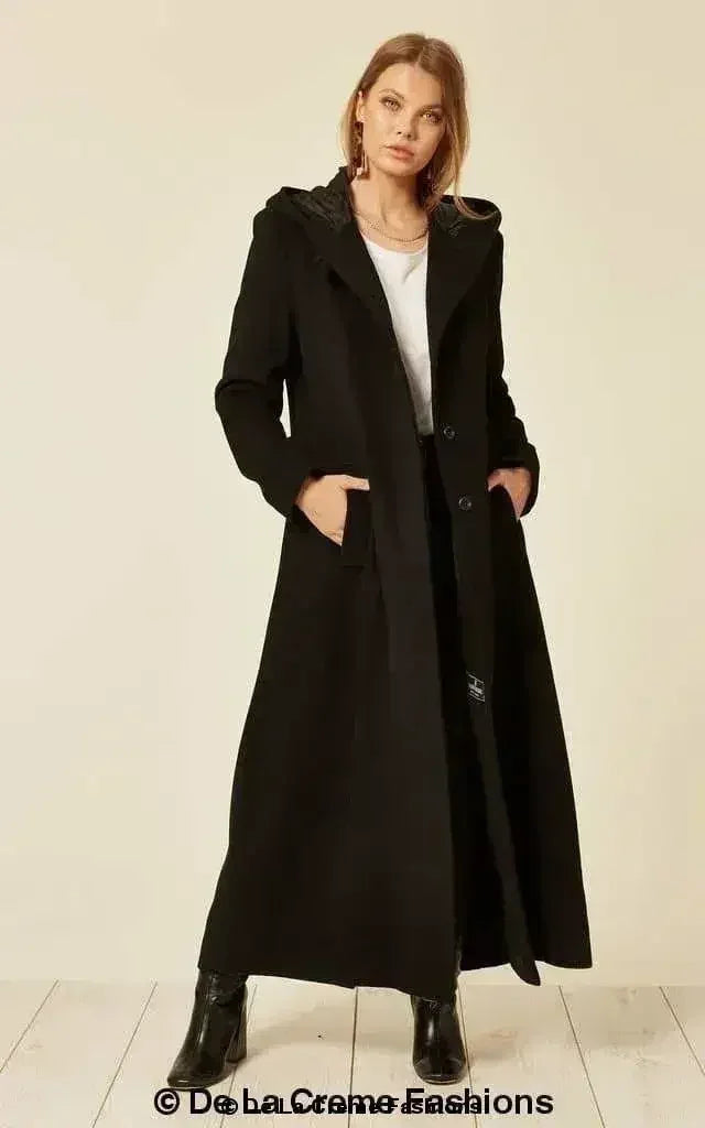 Manteau long à capuche oversize en mélange de laine (1716)