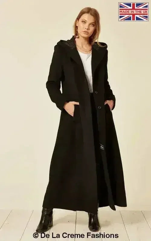 Manteau long à capuche oversize en mélange de laine (1716)