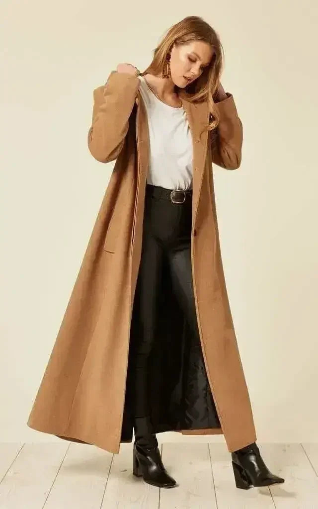 Manteau long à capuche oversize en mélange de laine (1716)