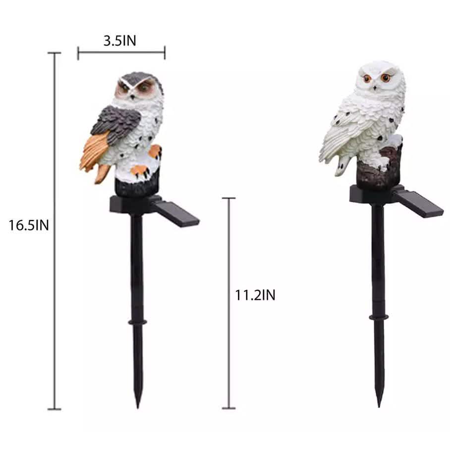 Lampes solaires LED hibou avec piquet décoratif