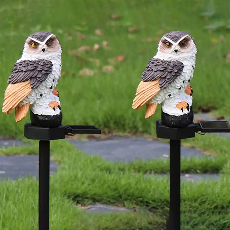 Lampes solaires LED hibou avec piquet décoratif