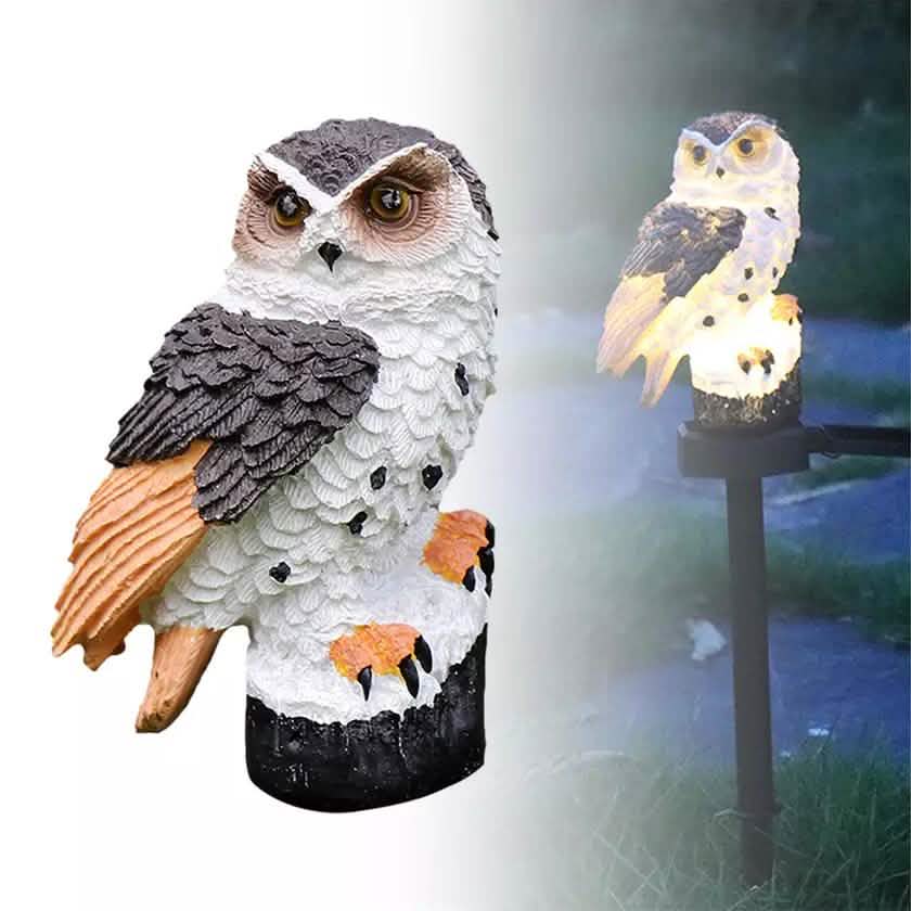 Lampes solaires LED hibou avec piquet décoratif
