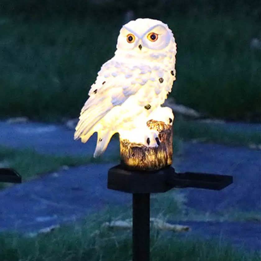 Lampes solaires LED hibou avec piquet décoratif